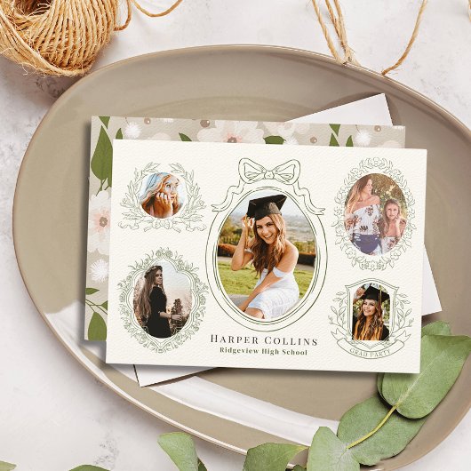 Groene Lijsten & Botanische Accents Cream Afstuder Kaart