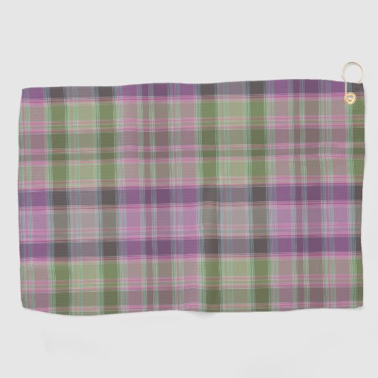 Groene, lila klassieke tartan. golfhanddoek (Horizontaal)