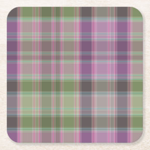 Groene, lila klassieke tartan. kartonnen onderzetters