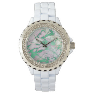 GROENE LILA ZWEEKWEEKWEEKWEEK VAN WITTE BAND HORLOGE