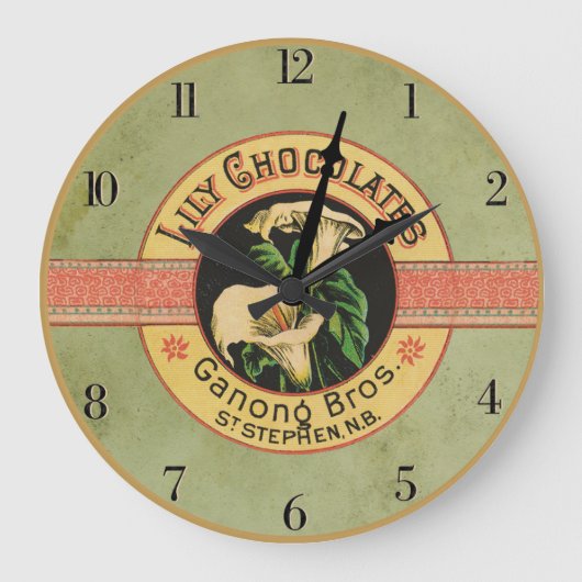 groene Lily Chocolate Clock Grote Klok (Voorkant)