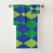 Groene Lime Groene Diamant Geruite Patroon Bad Handdoek (Insitu)