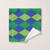 Groene Lime Groene Diamant Geruite Patroon Bad Handdoek (Wasdoekje)
