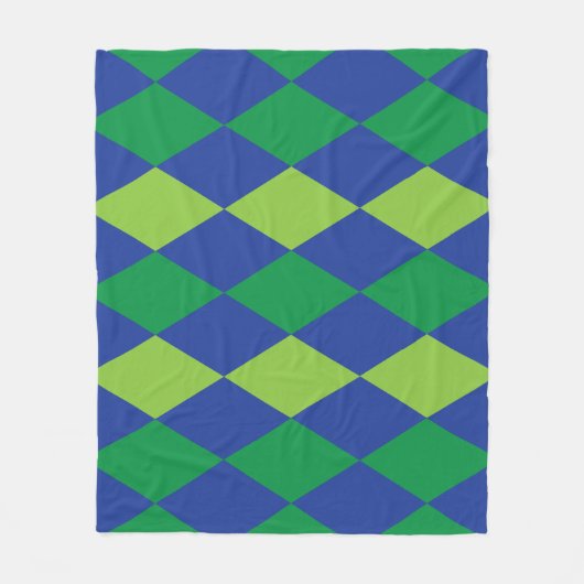 Groene Lime Groene Diamant Geruite Patroon Fleece Deken (Voorkant)