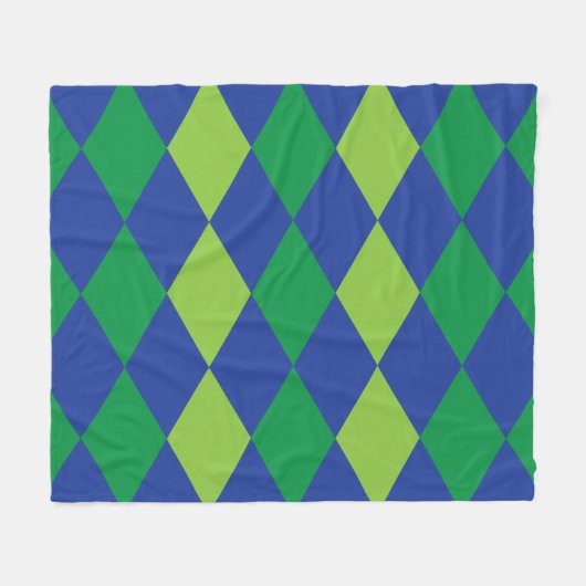 Groene Lime Groene Diamant Geruite Patroon Fleece Deken (Voorkant (Horizontaal))