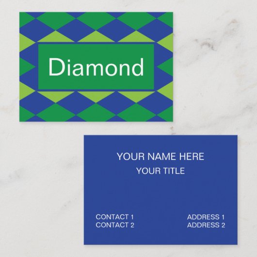 Groene Lime Groene Diamant Geruite Patroon Visitekaartje (Voorkant / Achterkant)