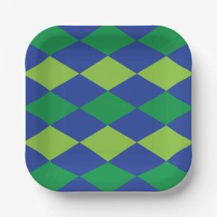 Groene Lime Groene Ruit Geruite Patroon Papieren Bordje