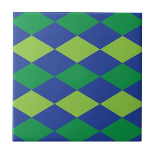 Groene Lime Groene Ruit Geruite Patroon Tegeltje (Voorkant)