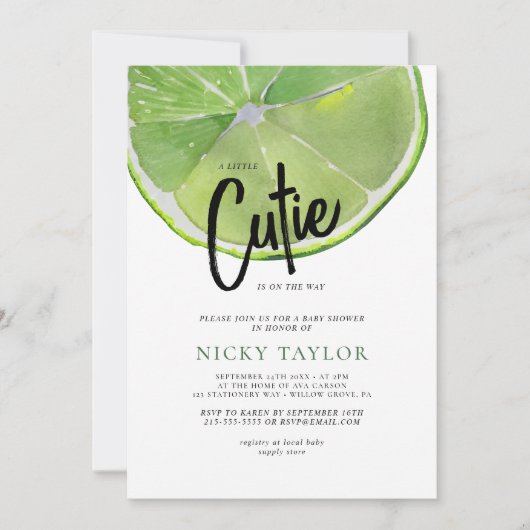 Groene Limoen Citrus Baby shower Kaart (Voorkant)