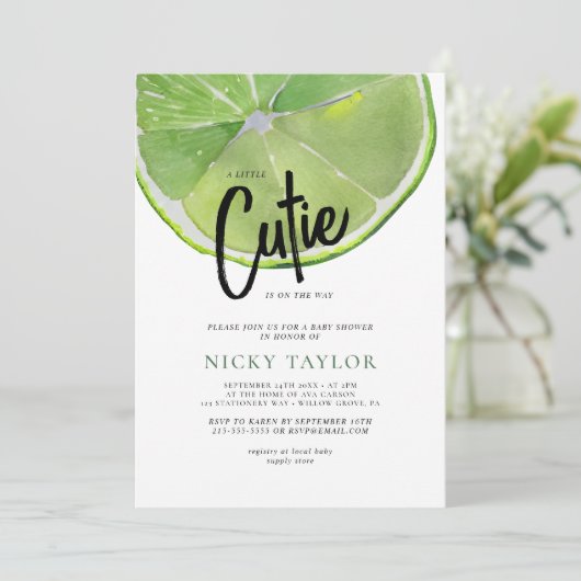 Groene Limoen Citrus Baby shower Kaart (Staand voorkant)