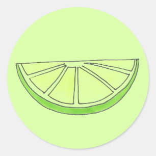 Groene Limoen Citrus Fruit Slice Wedge-Stickers Ronde Sticker