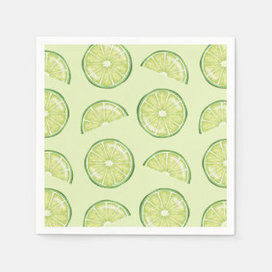 Groene Limoen Citrus Vruchten Schijfjes Geïllustre Servet