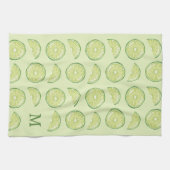 Groene Limoen Citrusvruchten met aangepaste monogr Theedoek (Horizontaal)
