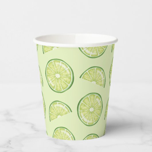 Groene Limoen Citrusvruchten plakken geïllustreerd Papieren Bekers (Links)