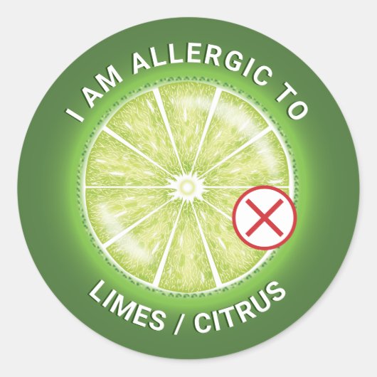 Groene Limoen Citrusvruchten Voedsel Allergie Bewu Ronde Sticker (Voorkant)