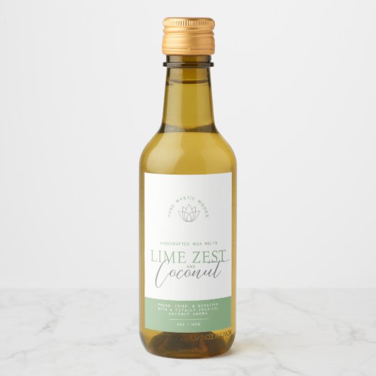 Groene limoen en kokoswas smelten productlabels wijn etiket (Voorkant)