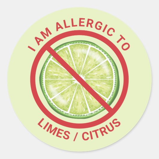 Groene Limoen Fruit Citrus Voedselallergie Bewustz Ronde Sticker (Voorkant)