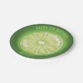 Groene Limoen Fruit Slice Illustratie Verjaardag Papieren Bordje (Gekanteld)