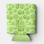 Groene Limoen fruitplakjes met zomerpatroon Blikjeskoeler (Achterkant)