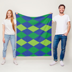 Groene Limoen Groene Diamant Geruite Patroon Fleece Deken
