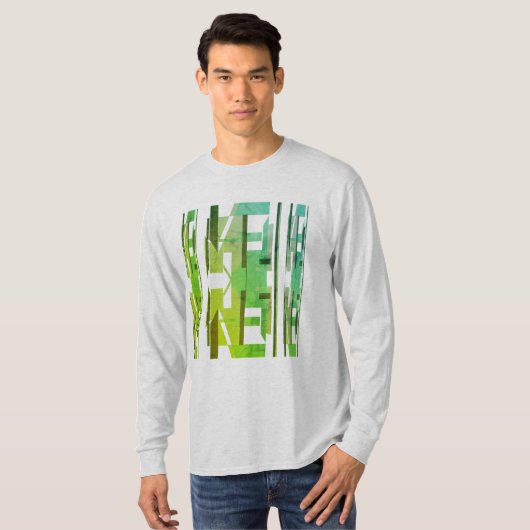 Groene Limoen olijfvormige MCM-look Abstracte kuns T-shirt (Voorkant volledig)