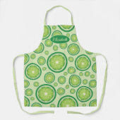 Groene Limoen plakken patroon met aangepaste naam Schort (Voorkant)