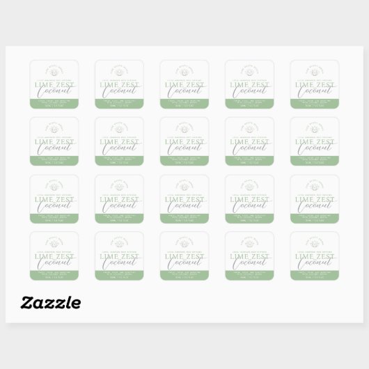 Groene limoen zest kokosnoot riet diffuser product vierkante sticker (Vel)