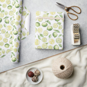 Groene Limoenen Bladeren Fruit Cadeaupapier