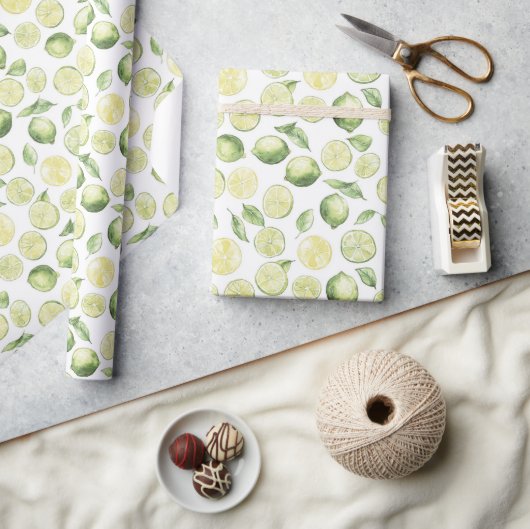 Groene Limoenen Bladeren Fruit Cadeaupapier (Crafts)