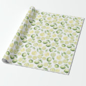 Groene Limoenen Bladeren Fruit Cadeaupapier (Uitgerold)