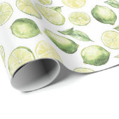Groene Limoenen Bladeren Fruit Cadeaupapier (Rol Hoek)