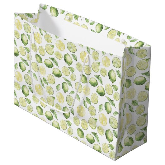 Groene Limoenen Bladeren Fruit Groot Cadeauzakje (Voorkant Gekanteld)