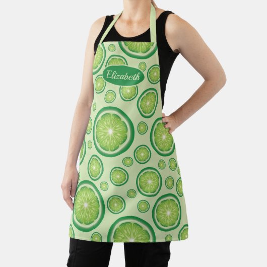 Groene limoenfruitsneden patroon met aangepaste na schort (Insitu)
