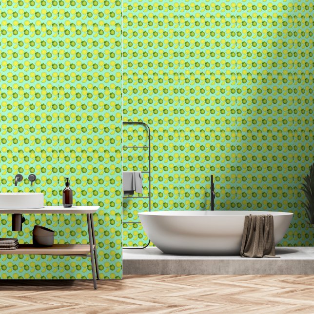Groene Limoenpatroon Behang (Badkamer)
