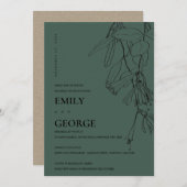 GROENE LINE DRAWING FLORAL REHEARSAL DINNER INVITE BEDANKKAART (Voorkant / Achterkant)