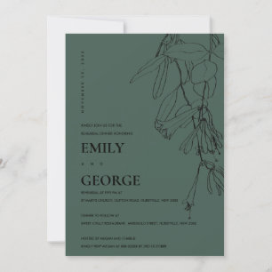 GROENE LINE DRAWING FLORAL REHEARSAL DINNER INVITE BEDANKKAART