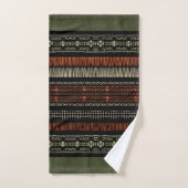Groene Linen Tribal Patroon Bad Handdoek (Handdoek)
