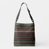 Groene Linen Tribal Patroon Crossbody Tas (Achterkant)