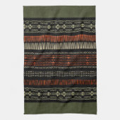 Groene Linen Tribal Patroon Theedoek (Verticaal)
