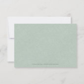 Groene Linnen Eenvoudige Zwarte Script Trouwdetail Kaart (Achterkant)