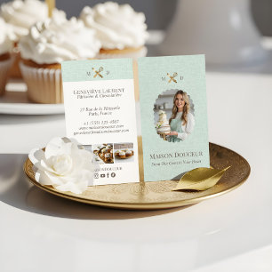 Groene Linnen Elegante Chic Bakkerij Gouden Gardee Visitekaartje