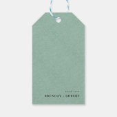 Groene linnen Simple Script Welkomst Huwelijks Cad Cadeaulabel (Achterkant)