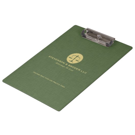Groene Linnen Textuur Wetschaal Klembord (Gekanteld)