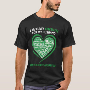Groene Lint Echtgenoot Nierziekte Bewustzijn Hart T-shirt