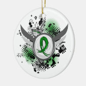 Groene lint en ringweg keramisch ornament (Links)