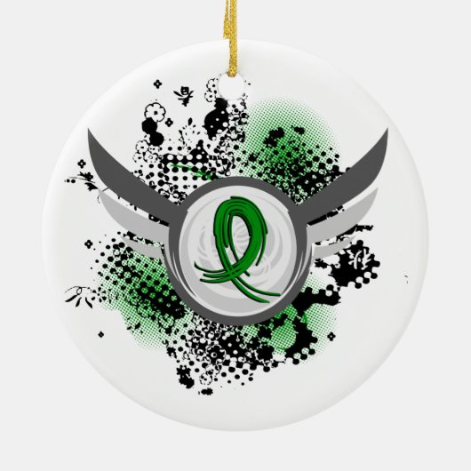 Groene lint en ringweg keramisch ornament (Achterkant)