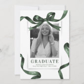 Groene Lint Foto Afstudeerfeest Kaart (Voorkant)
