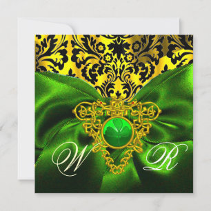 GROENE LINT GOUD KELTISCH HART DAMAST MONOGRAM KAART
