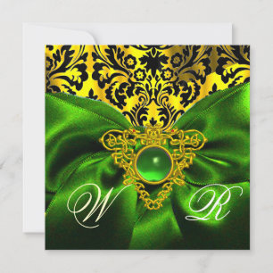 GROENE LINT GOUD KELTISCH HART DAMAST MONOGRAM KAART