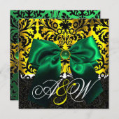 GROENE LINT GOUDE GEEL ZWART DAMAST MONOGRAM KAART (Voorkant / Achterkant)